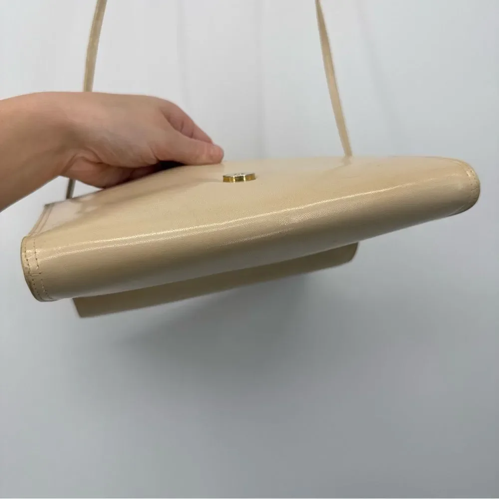Vintage Saks Fifth Avenue Crossbody Bag Cream Beige Designer Suede